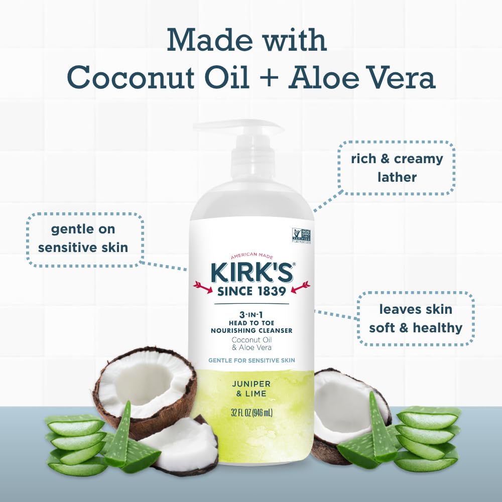Kirks 3-in-1 lather-shower-cream: creamy cleansing for sensitive skin.