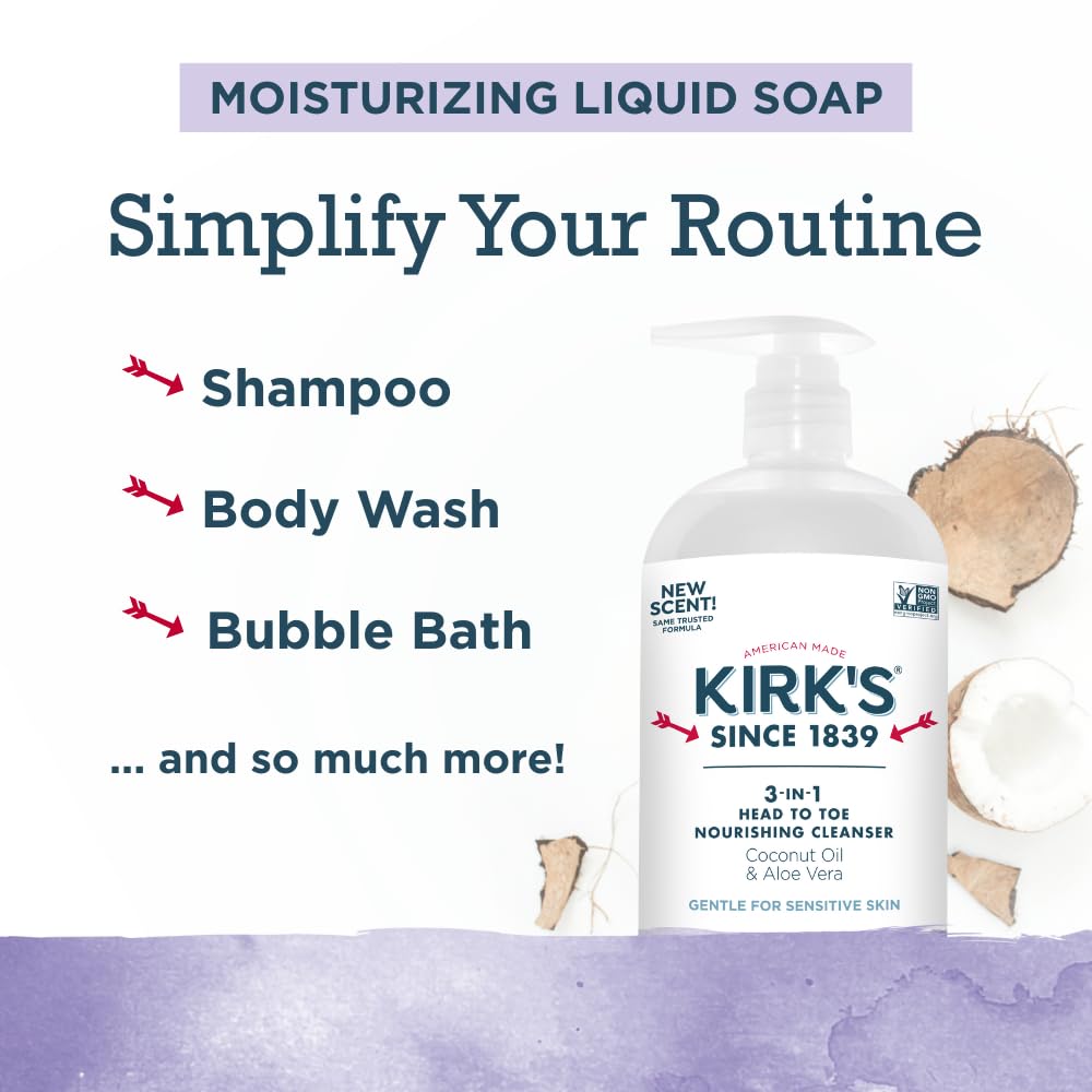 Kirk's lavender-vanilla scent bottle evokes soothing shower experience