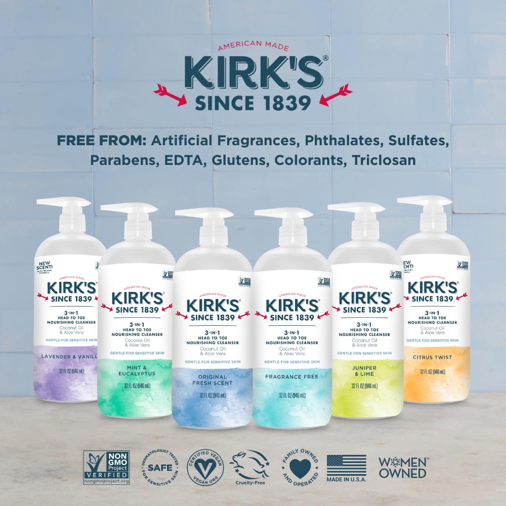 Kirk's vegan non-GMO label graphic signals clean ingredients