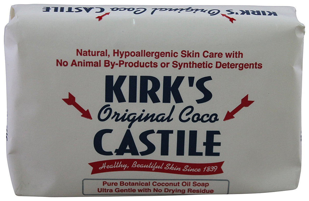 Kirk's Castile Original Coco soap pack of 12 bars offers gentle cleansing for sensitive skin.
