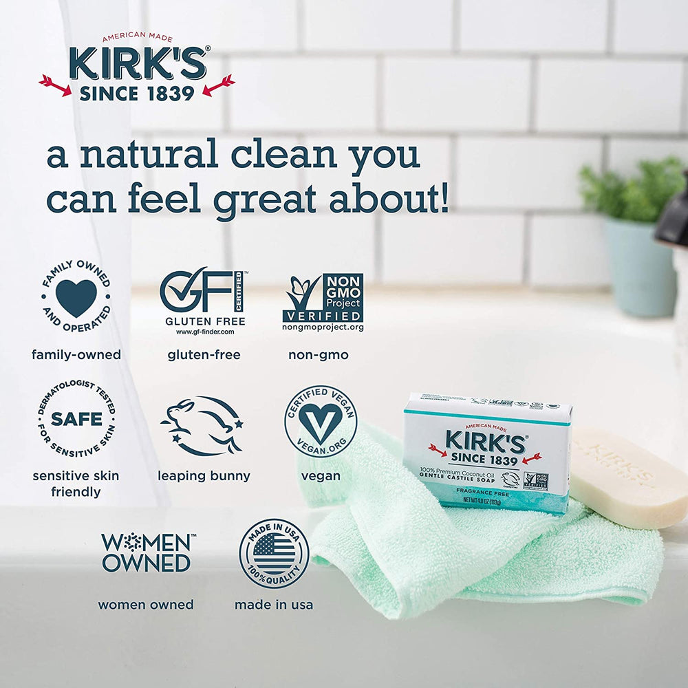 Kirks Coco Castile Soap lather forms rich, mild foam.