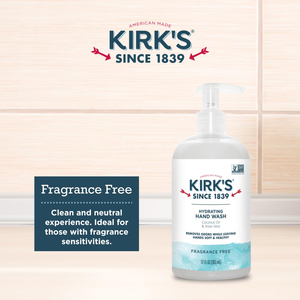 Kirk's coconut oil-rich lather provides gentle cleansing and rich foam.