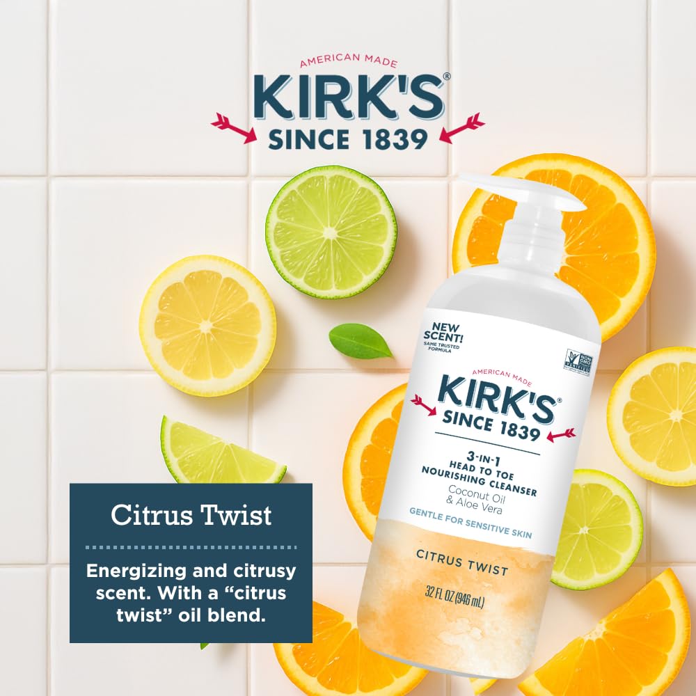 Kirk's formula label emphasizes free of sulfates and gluten