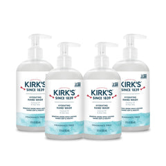 Kirk's Hydrating Hand Wash bottle with coconut oil delivers creamy cleanse for soft hands.
