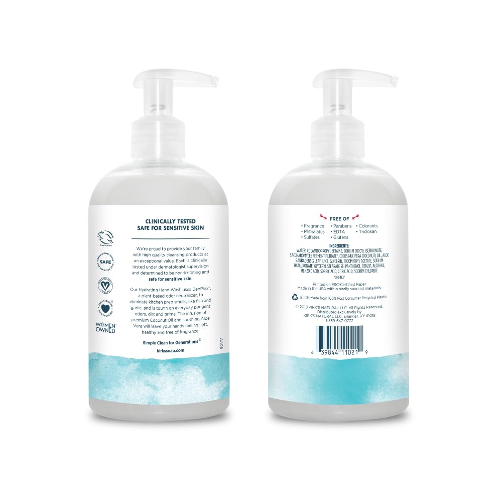 Kirk's Hydrating Hand Wash odor-neutralizing technology targets kitchen smells during use.