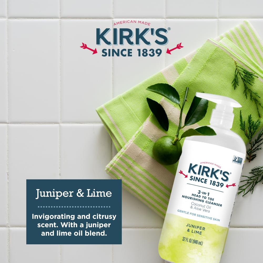 Kirk's Made-in-America label shot conveys trusted quality and family-owned care.