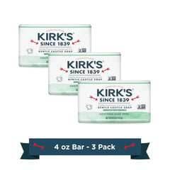 Kirks Natural Original Coco Castile Soap packaging on shelf highlights gentle cleansing