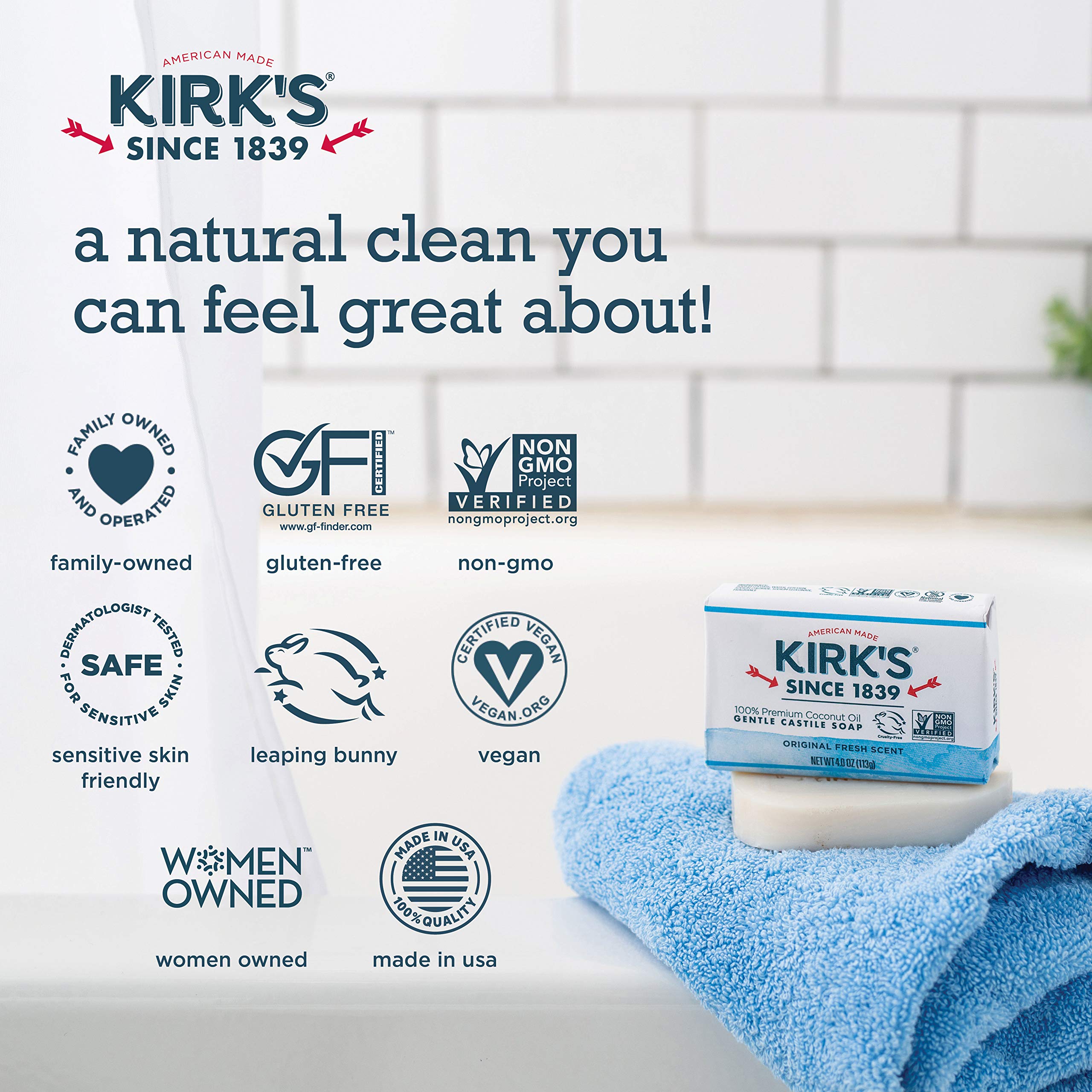 Kirk's Original Coco Castile hypoallergenic bar appears skin-friendly.