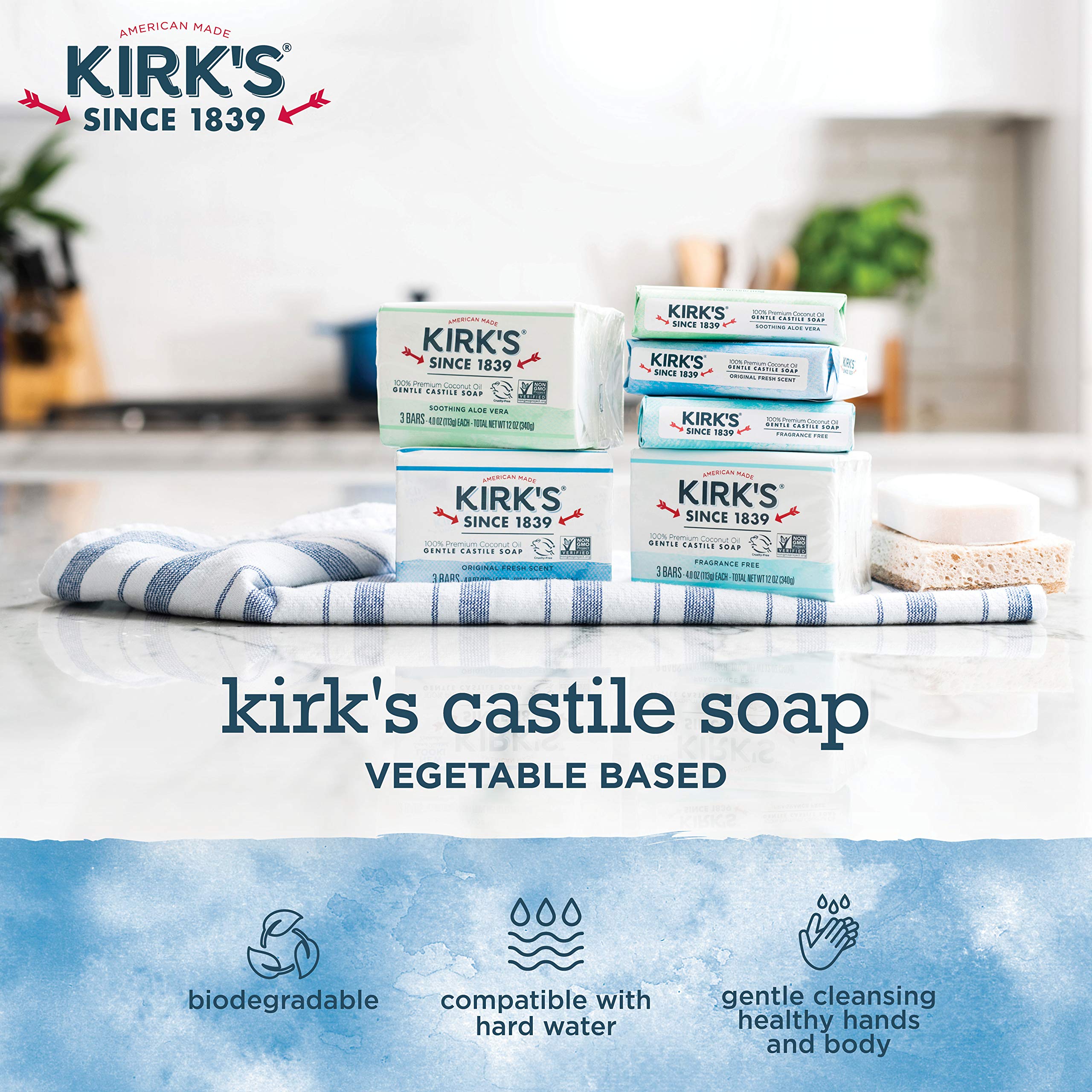 Kirk's Original Coco Castile original fresh scent for everyday washing.