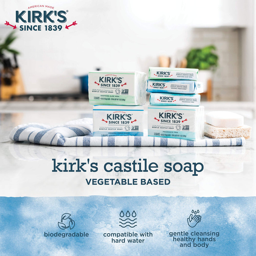 Kirk's Original Coco Castile original fresh scent for everyday washing.