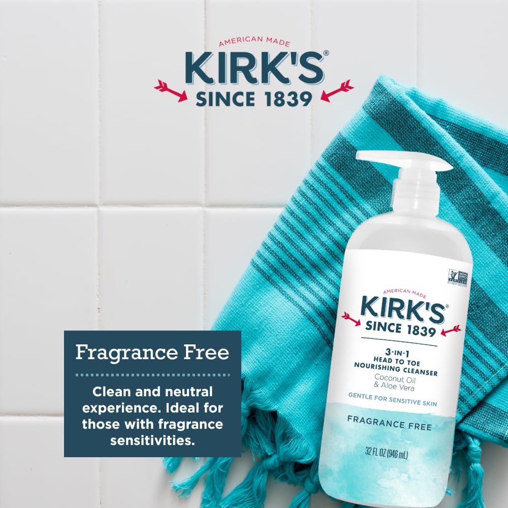 Kirk's vegan non-GMO cleanser emphasizes natural ingredients and cruelty-free production.