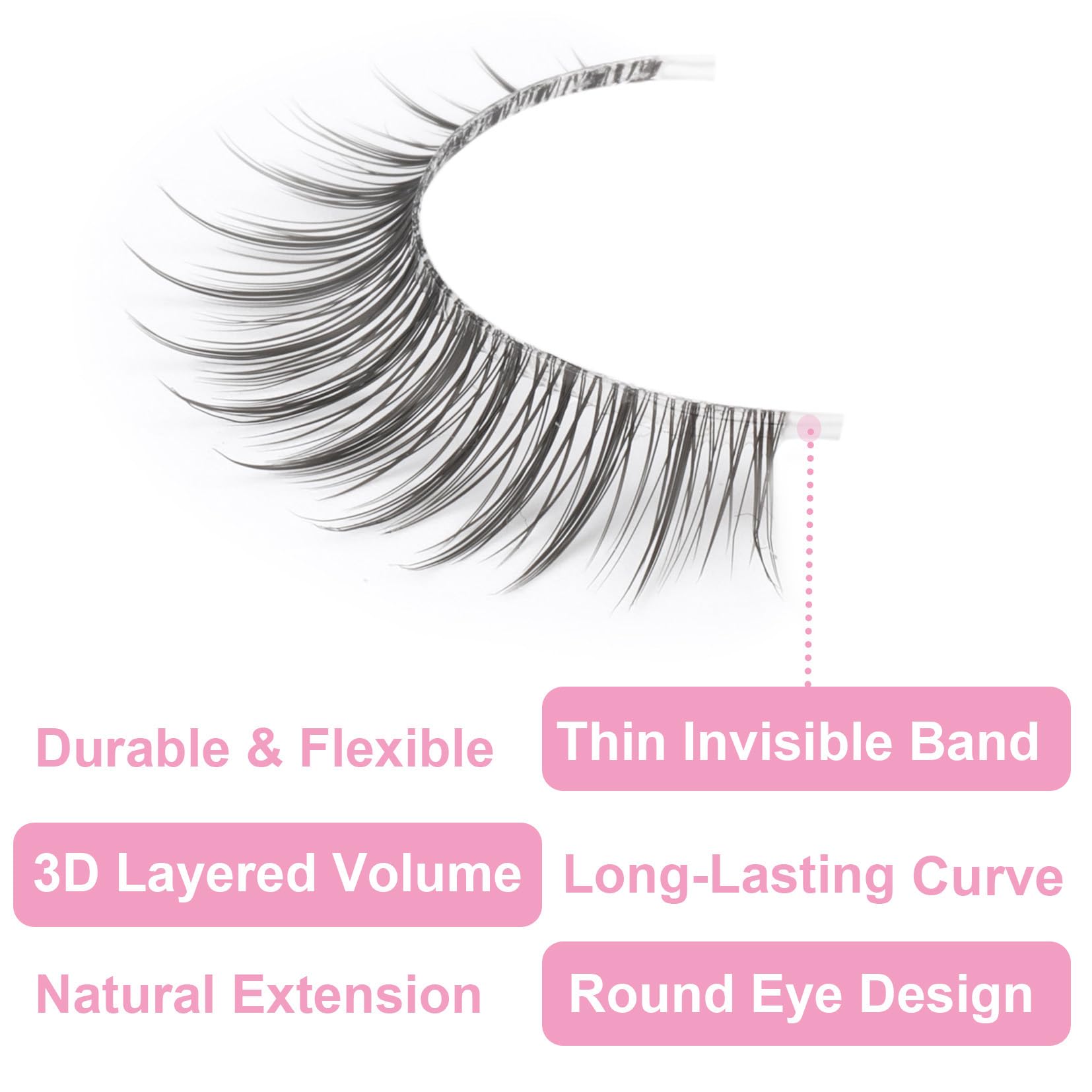 Kiromiro ultra-thin band lash close-up on eye demonstrates comfortable wear.