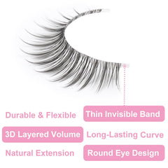 Kiromiro ultra-thin band lash close-up on eye demonstrates comfortable wear.
