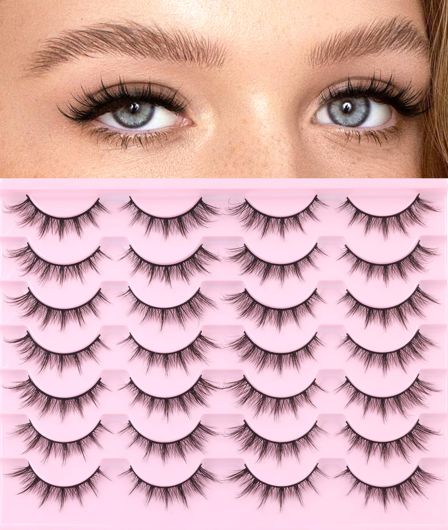 Kiromiro false lashes 16mm natural look for everyday wear and easy application.