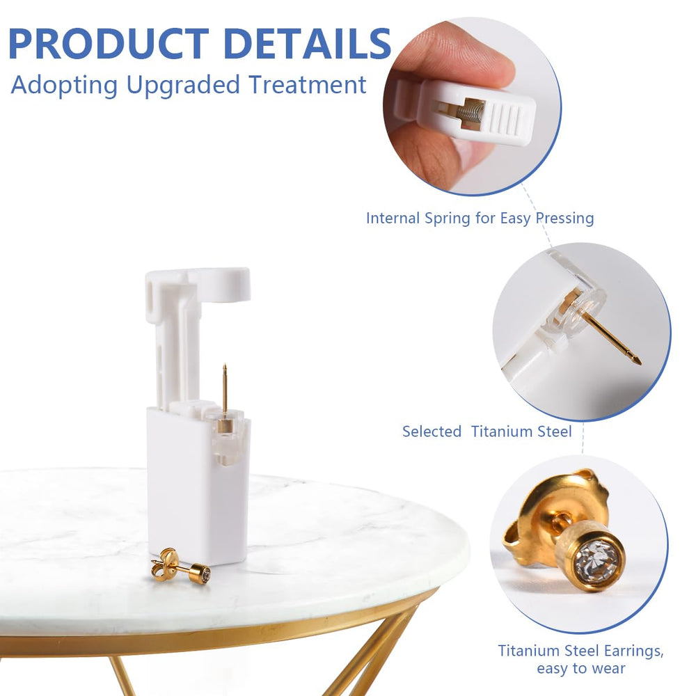 KISEER built-in gold ear studs ready for immediate wear after piercing.
