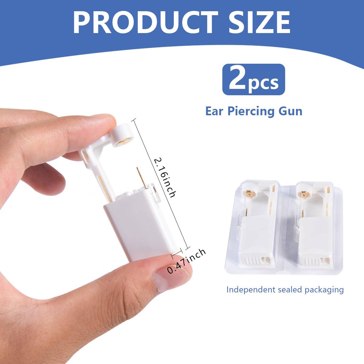 KISEER disposable ear piercing gun design with ergonomic plastic body for precise placement.