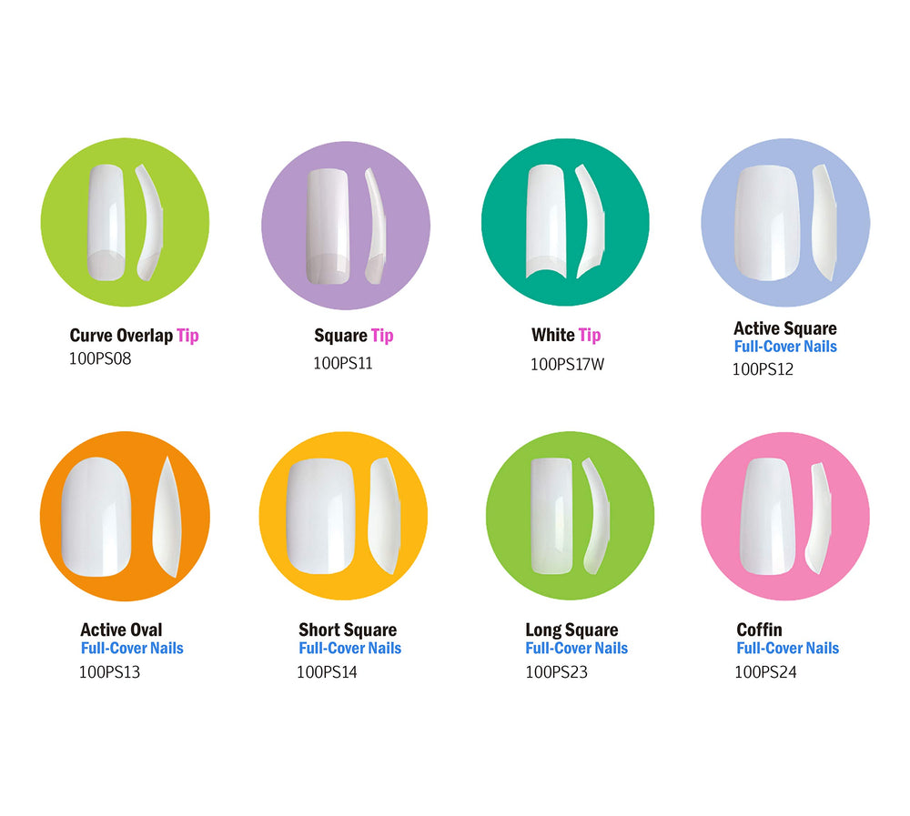 Kiss 100 acrylic plain full-cover nails on hand display chic square tip style.