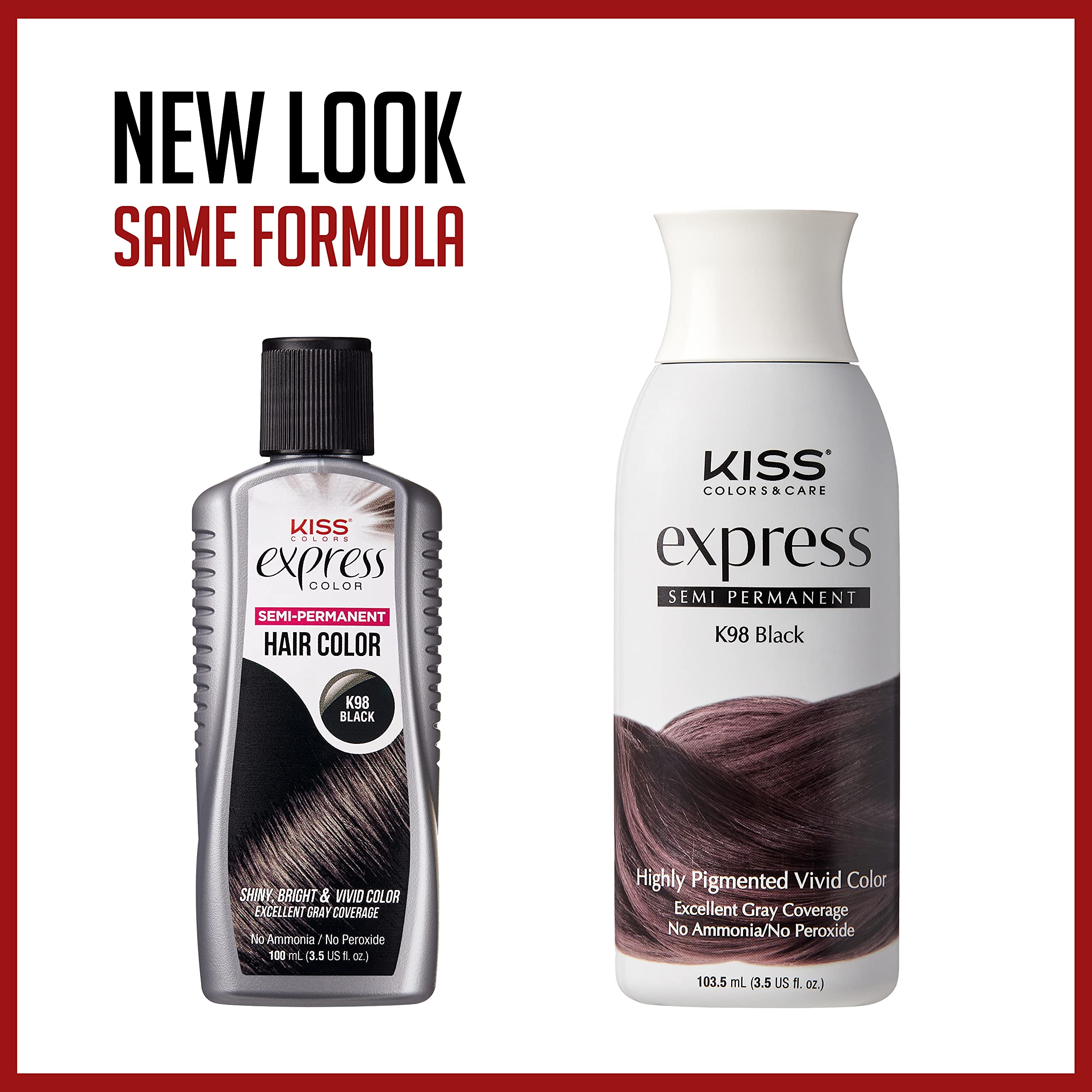 Kiss Express gray coverage results image shows natural-looking blend for gray hair.