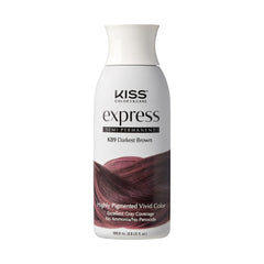 Kiss Express Semi-Permanent Hair Color swatches help plan vibrant, personalized looks.