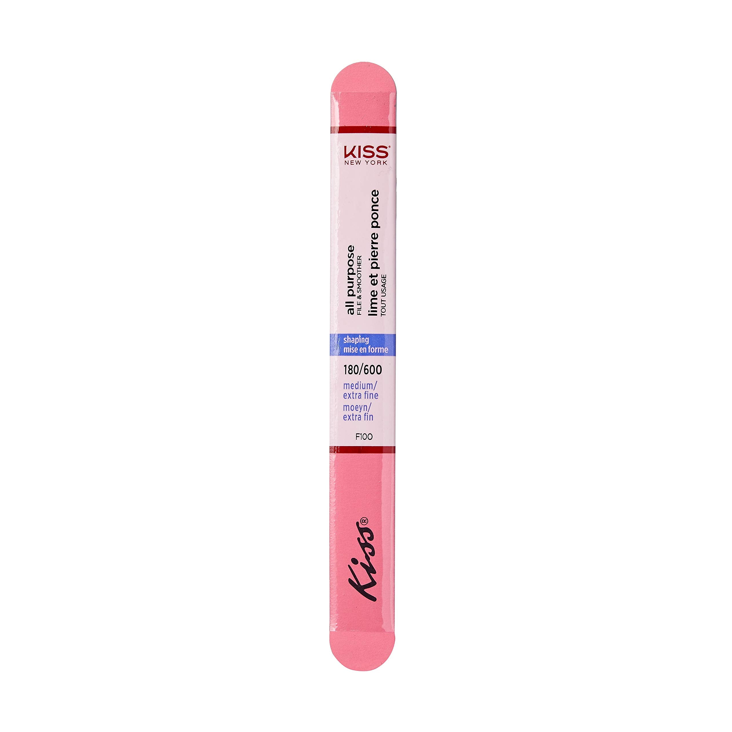 Kiss File All Purpose Smoother 600 Extra Fine pack image highlights gentle smoothing for artificial nails.