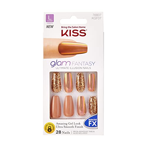 KISS Glam Fantasy Ultimate Illusion Uñas Gel con brillo diamantes para efecto glam.
