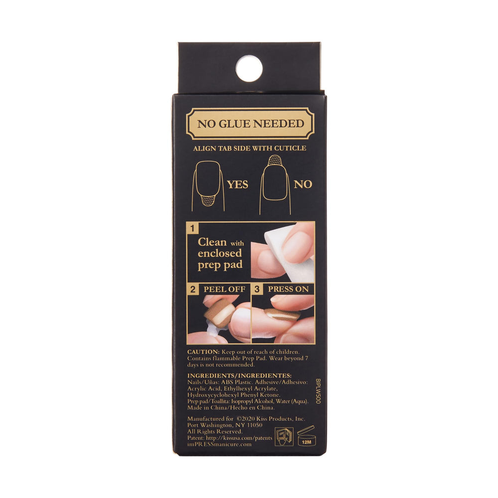 KISS imPRESS No Glue Pedi quick-application nails ready in minutes.