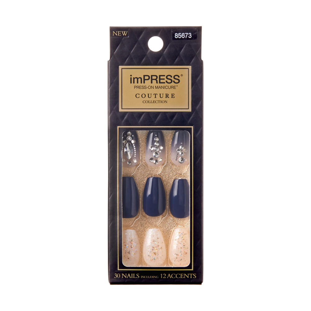 KISS imPRESS No Glue Pedi toenails close-up with instant salon-like finish.