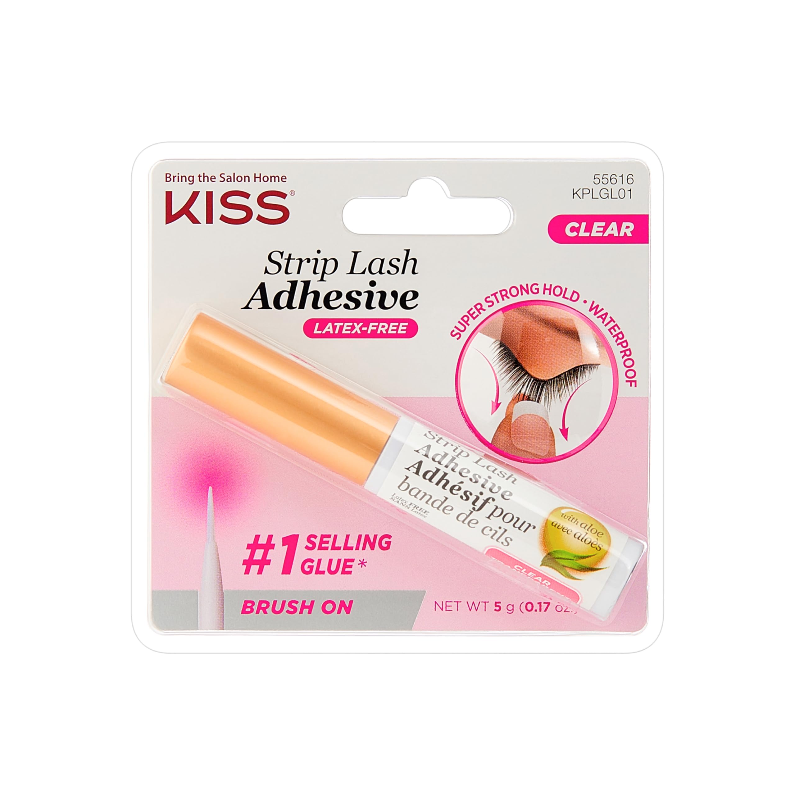 KISS front packaging showing adhesive bottle and branding benefit: secure hold