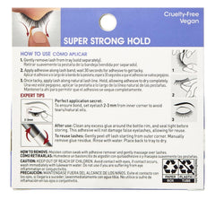 Kiss Lash Couture adhesive bottle closeup showing latex-free formula for gentle wear.