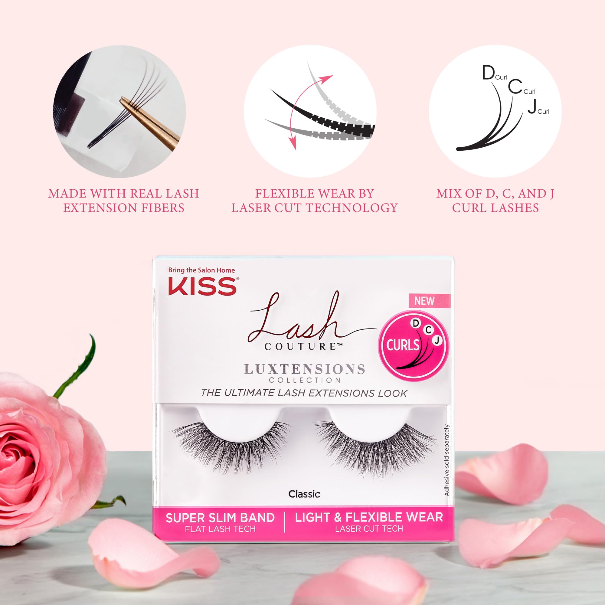 KISS Lash Couture LuXtensions ultra-slim band for lightweight, comfortable wear.