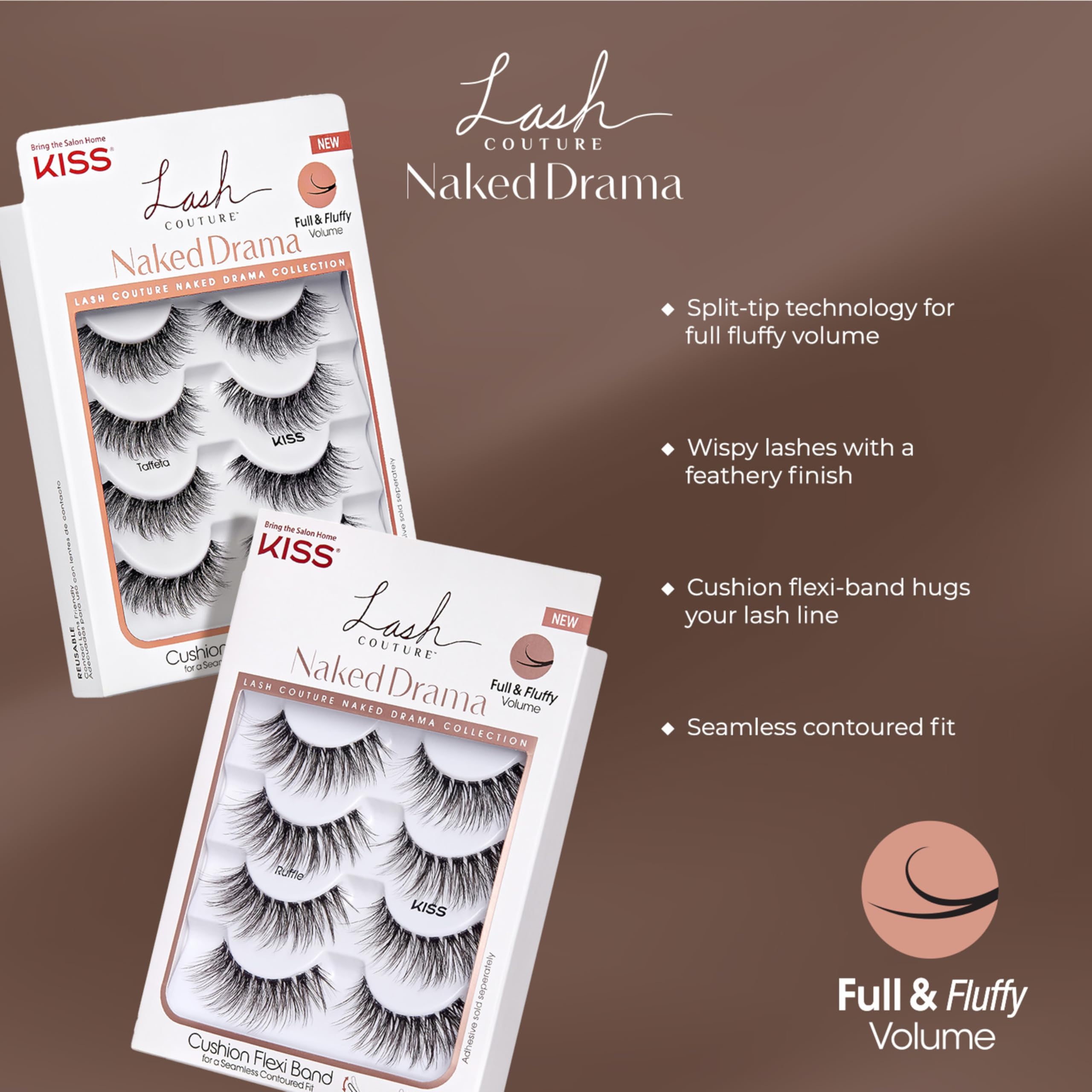 KISS Lash Couture Naked Drama Ruffle cushion band closeup for seamless fit.