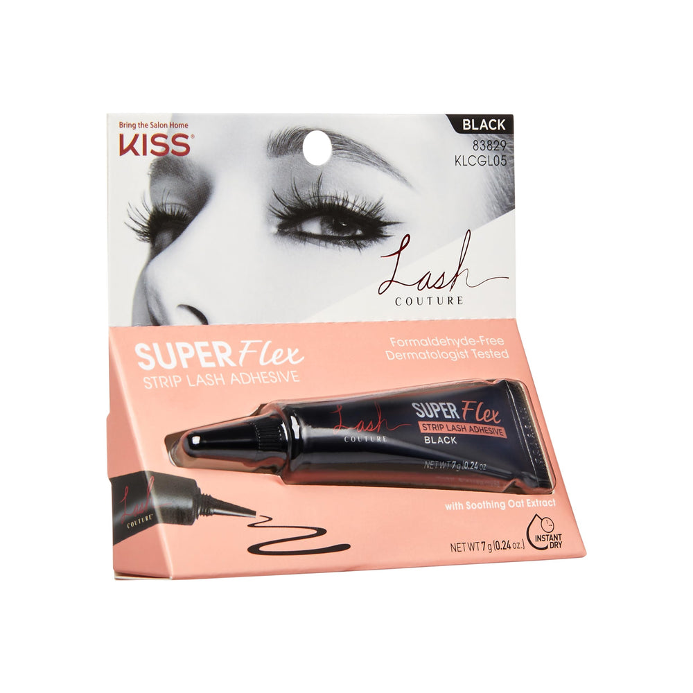 KISS Lash Couture waterproof glue emphasizes durable wear.