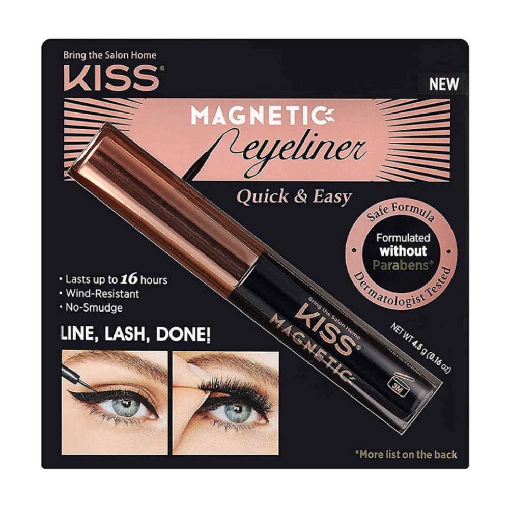 KISS magnetic eyeliner with black brush-tip for precise lining.