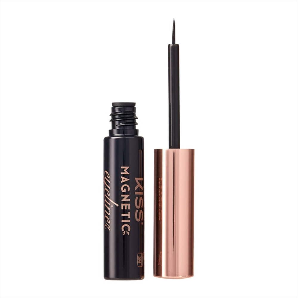 KISS magnetic eyeliner precision-tip brush enables easy lash application.