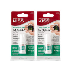 Kiss Maximum Speed Nail Glue 2-Pack bottle close-up for quick hold