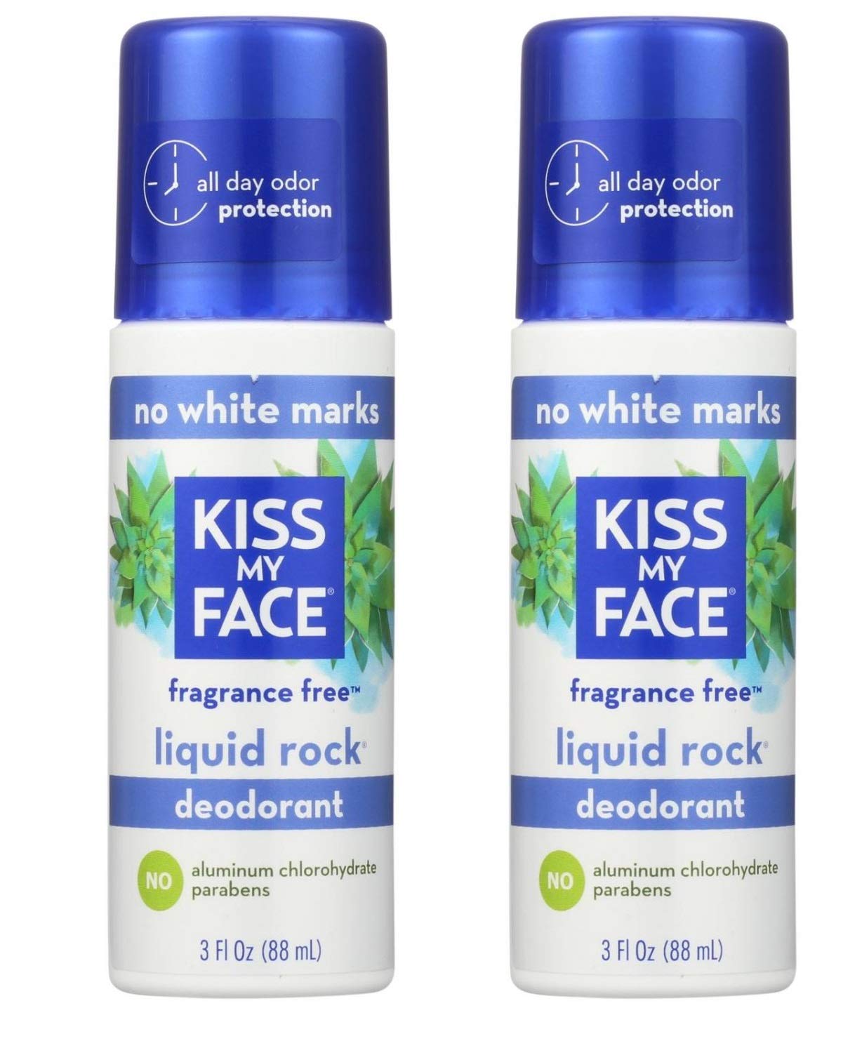 Kiss My Face Liquid Rock Roll-On Deodorant bottle offers fragrance-free, day-long protection