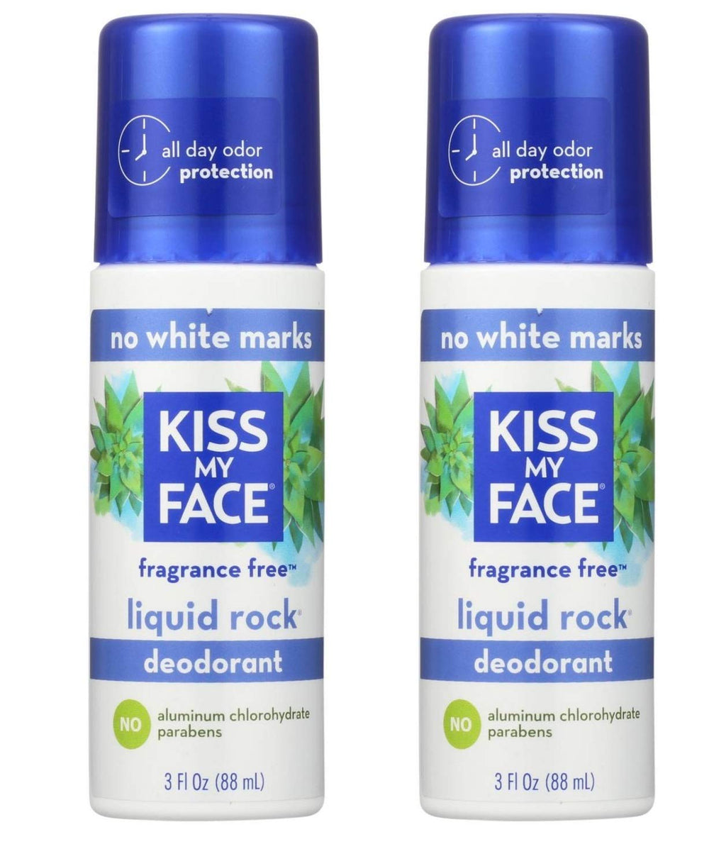 Kiss My Face Liquid Rock Roll-On Deodorant bottle offers fragrance-free, day-long protection
