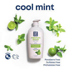 Kiss My Face Moisture Shave Cream Cool Mint pack shows refreshing, skin-nourishing shaving experience.