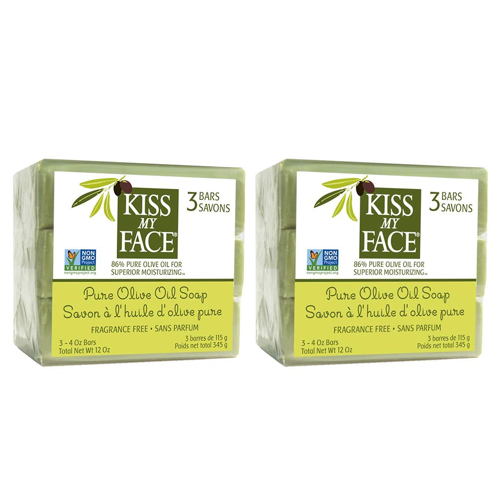 Kiss My Face Naked Olive Oil Bar 4oz close-up highlighting pure olive oil for moisturizing.