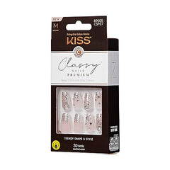 Kiss New York Classy nails 3D rhinestones glossy finish for upscale DIY manicure
