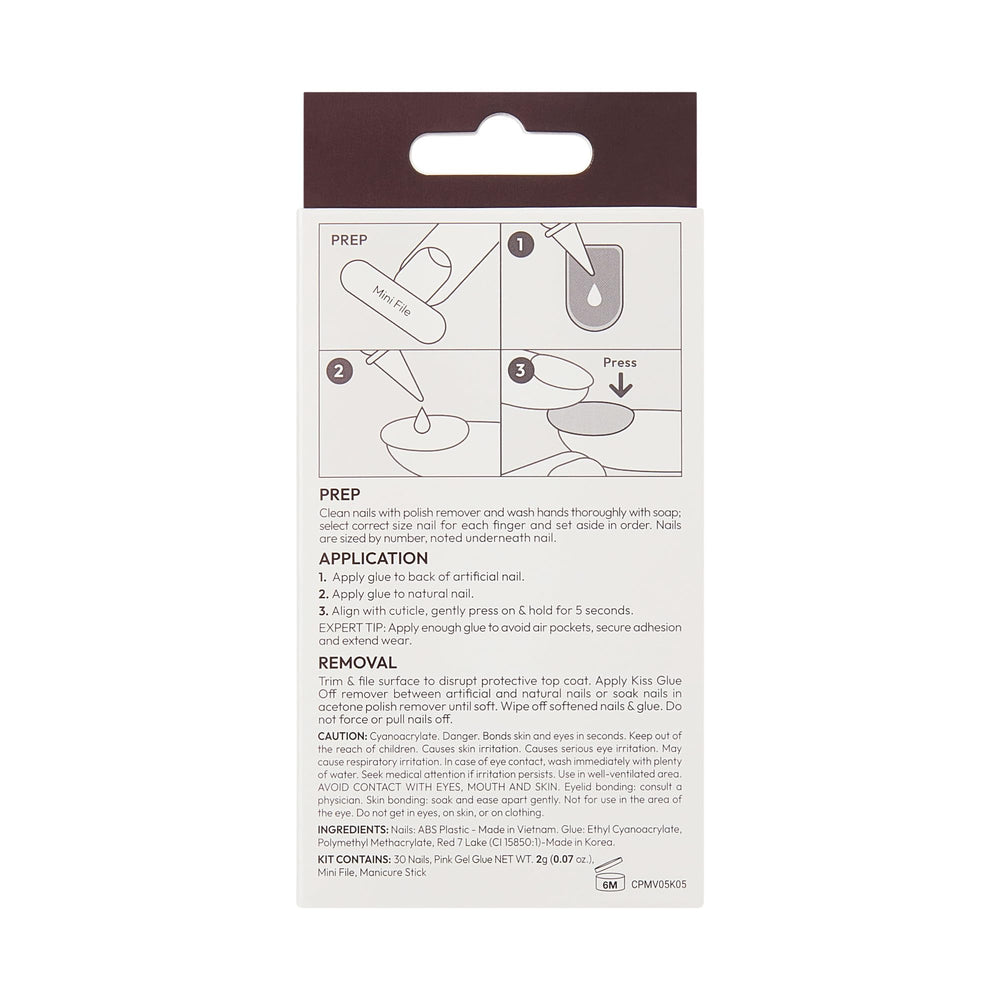 Kiss New York Classy nails mini file included for smoothing edges