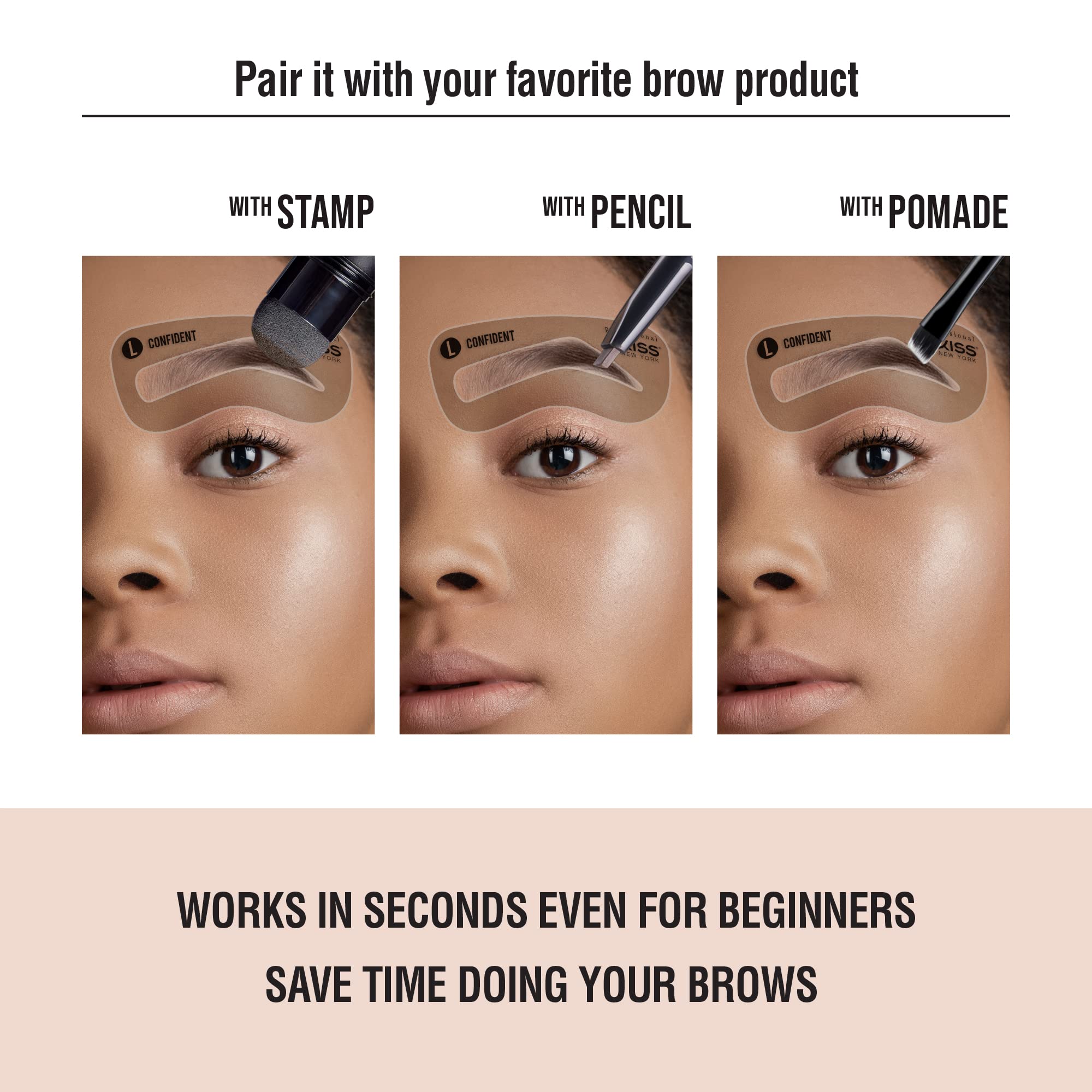 Kiss New York dual-ended brush with spoolie, delivers natural, polished brow finish.