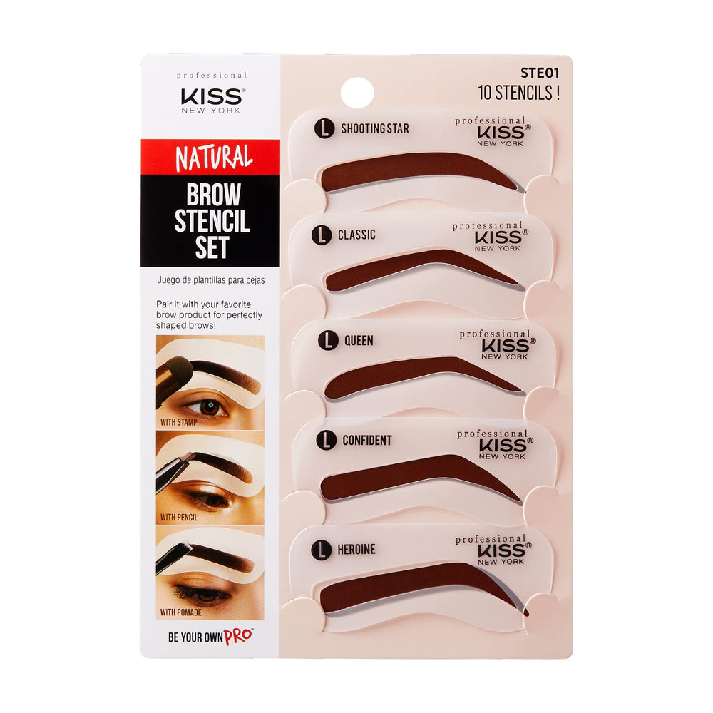 Kiss New York instant brow stamp kit compact shows quick, symmetrical brows for busy mornings.