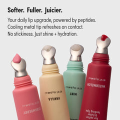 KISS NEW YORK Peptide Lip Treatment clear swatch demonstrates non-stick glossy finish