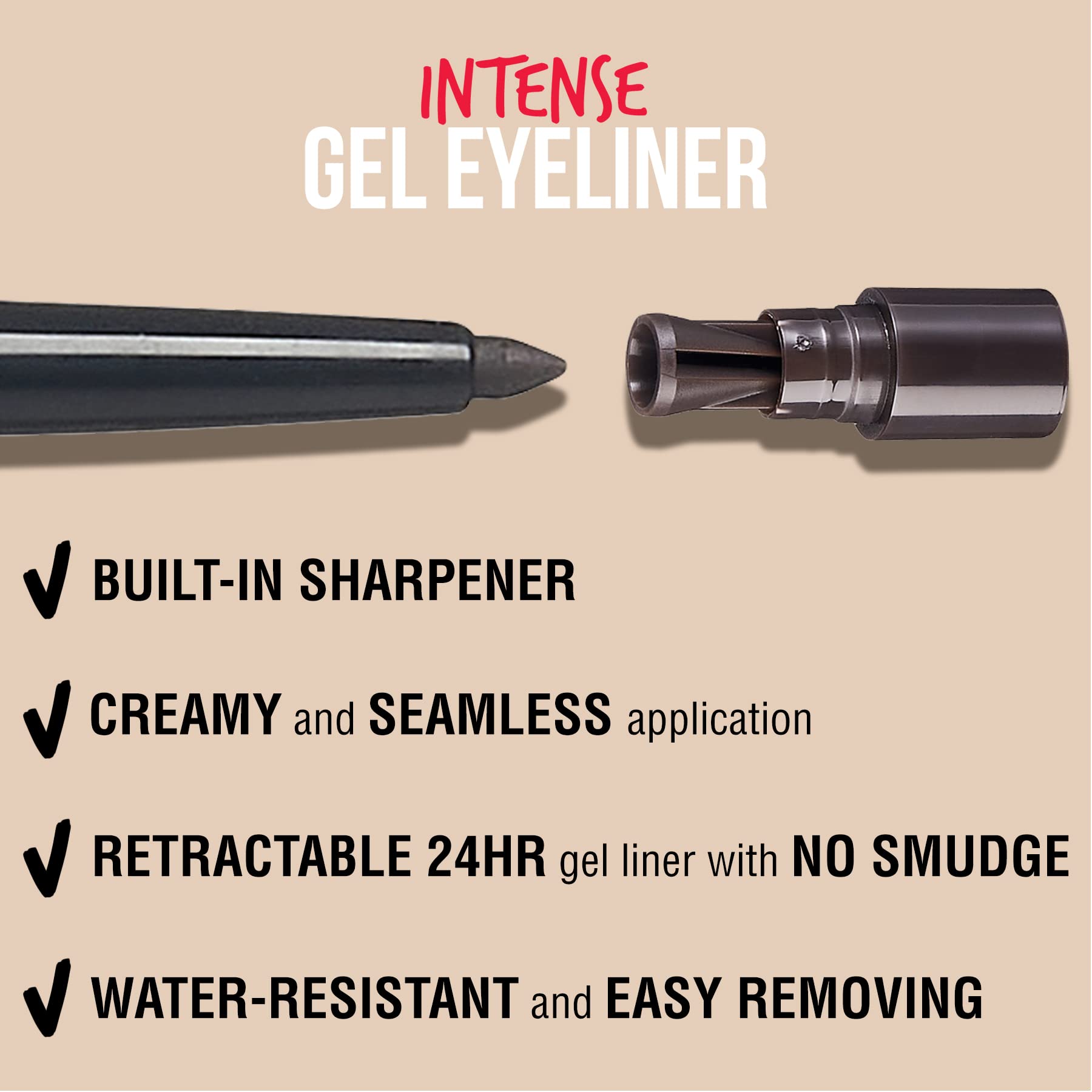 KISS NEW YORK Pro Intense Gel Eyeliner sharpening mechanism close-up.