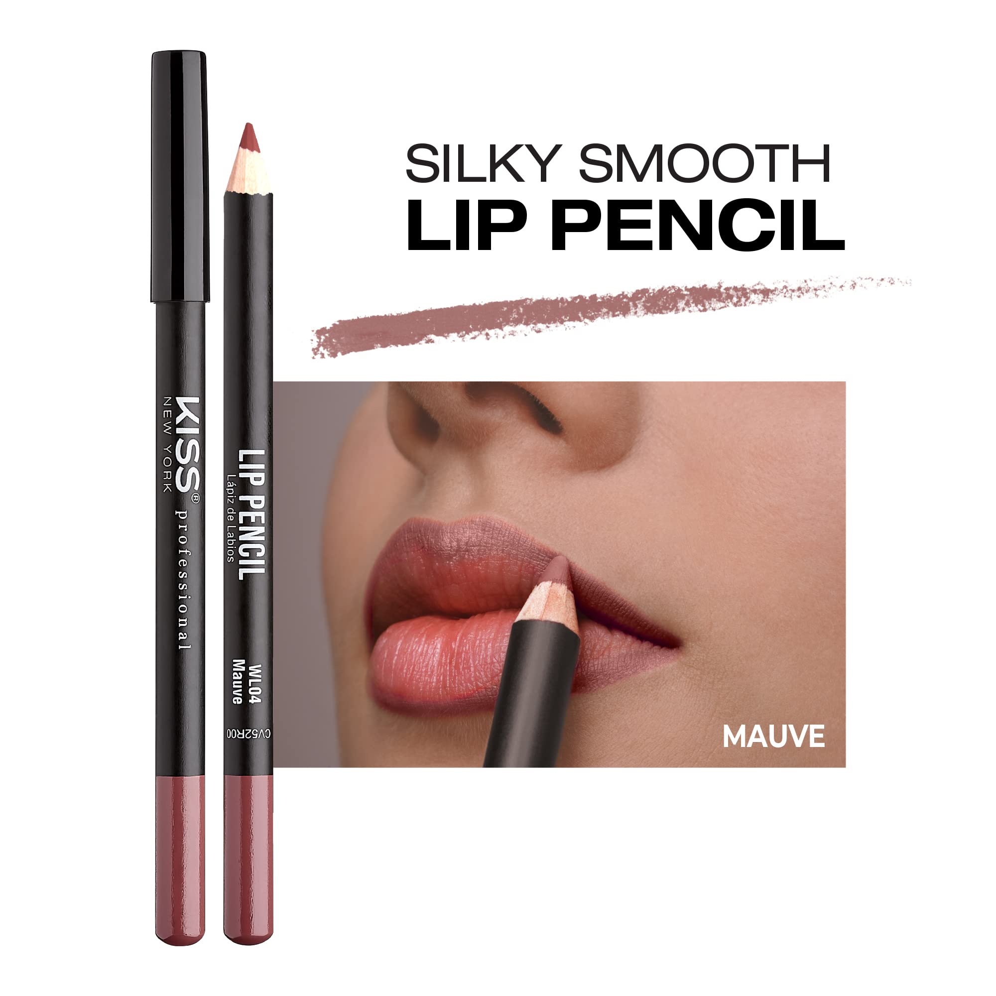 KISS NEW YORK Mauve lip pencil swatches on skin for everyday wear