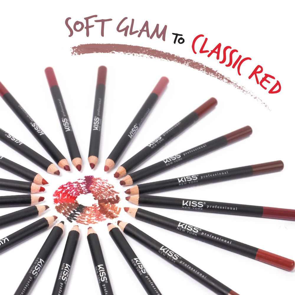 KISS NEW YORK Slim Lip Pencil on lips demonstrates long-wear, bleed-resistant definition