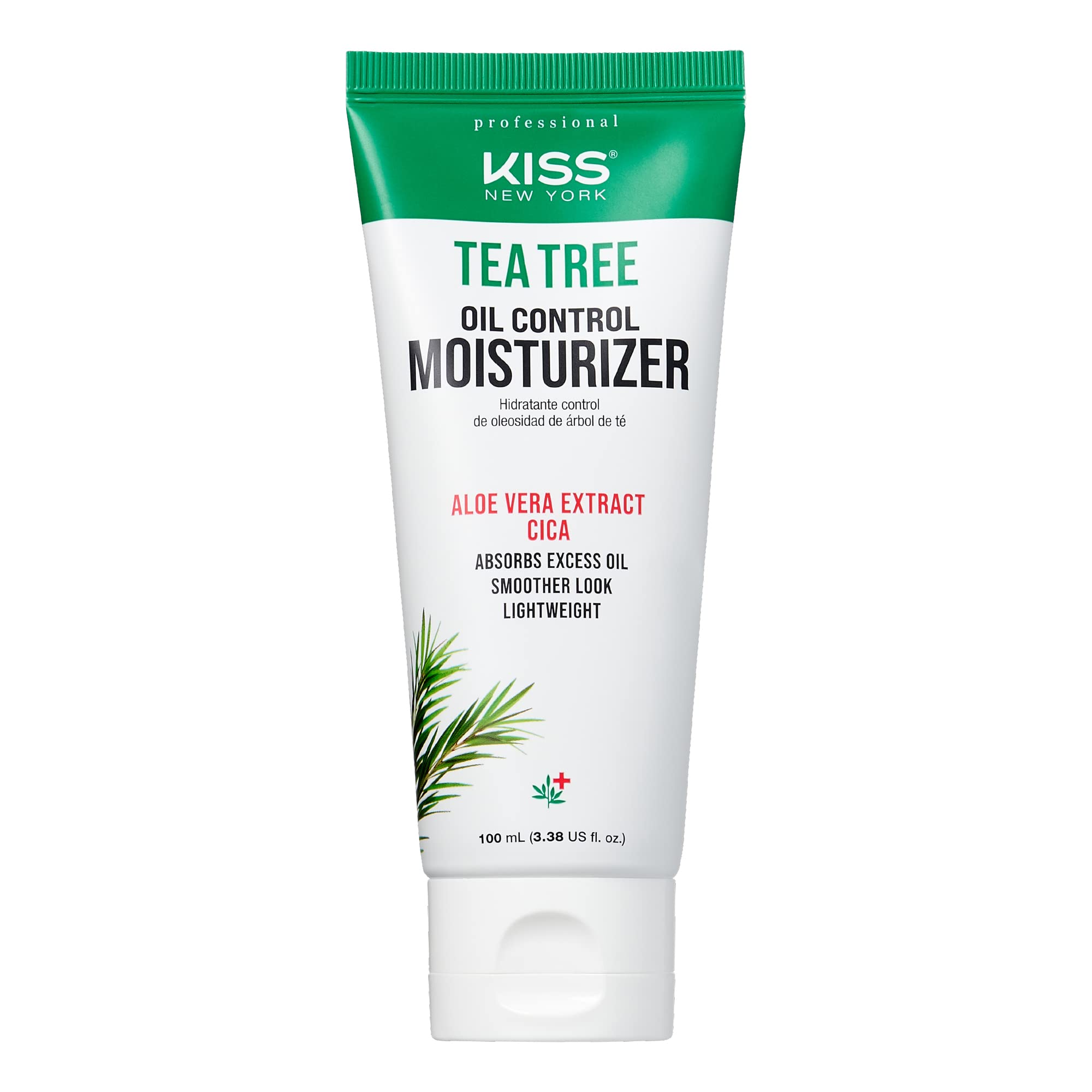 Kiss New York Tea Tree Face Moisturizer bottle shows lightweight hydration and shine control