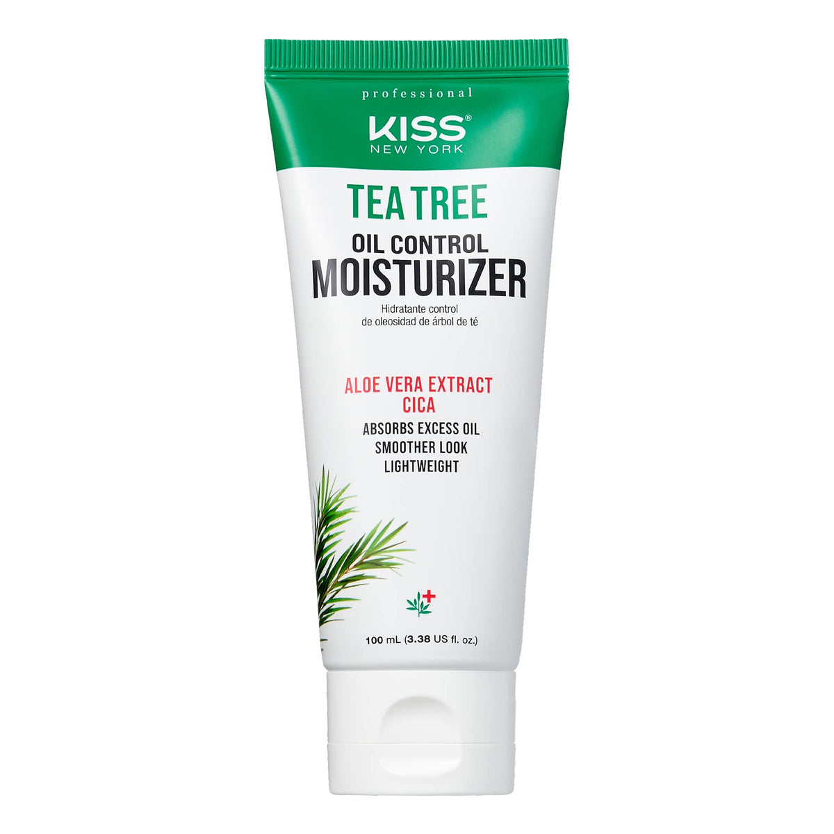 Kiss New York Tea Tree Face Moisturizer bottle shows lightweight hydration and shine control