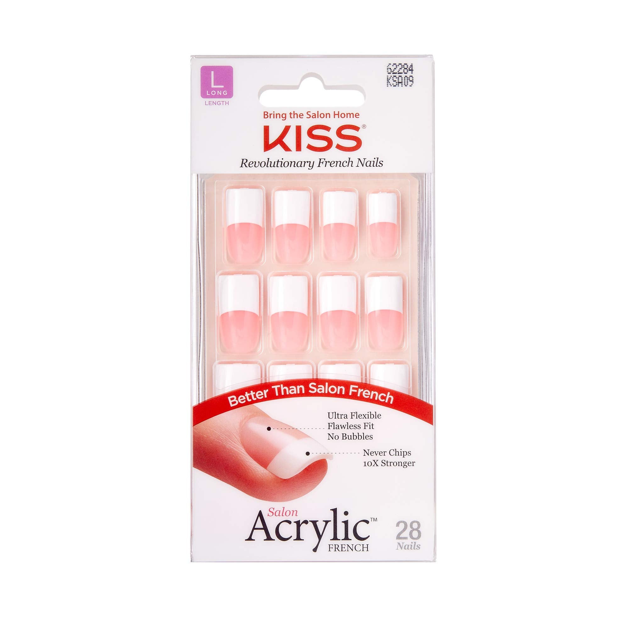 Kiss Salon Acrylic French Kit Team Player Long 2 Pack box—compact kit for DIY French manicures.